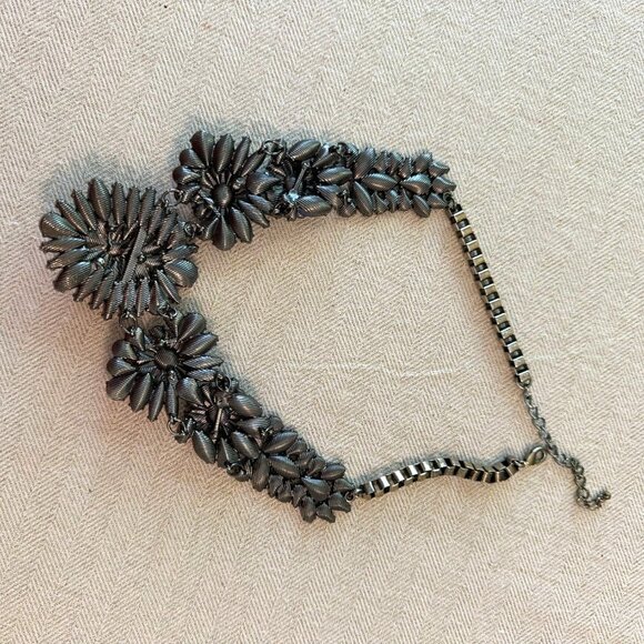 Colorful Floral Statement Bib Necklace With Adjustable Chain & Multi-Gem Accents - Picture 6 of 14